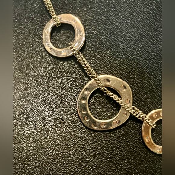 Silver tone necklace bundle, sun and moon, hammered metal, multistrand - Picture 5 of 16